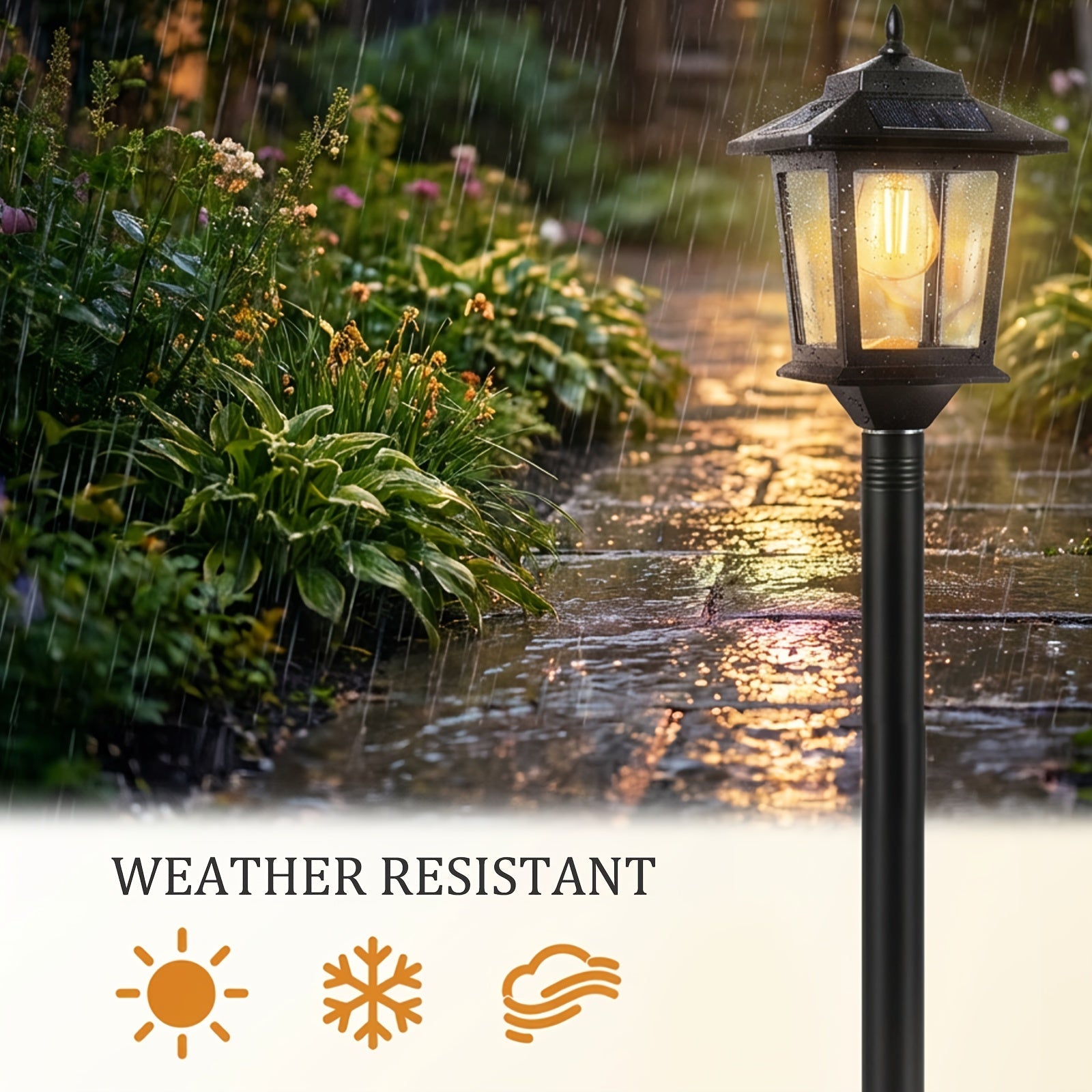 2 Unidades de Lâmpadas Solares de Poste de 63 Polegadas, Luzes de Poste para Exterior, Decorações de Natal, Luzes de Poste para Jardim, Pátio, Gramado, Caminho, Entrada, Porta da Frente/Traseira, Branco Quente, Lâmpada Substituível - Imagem 7