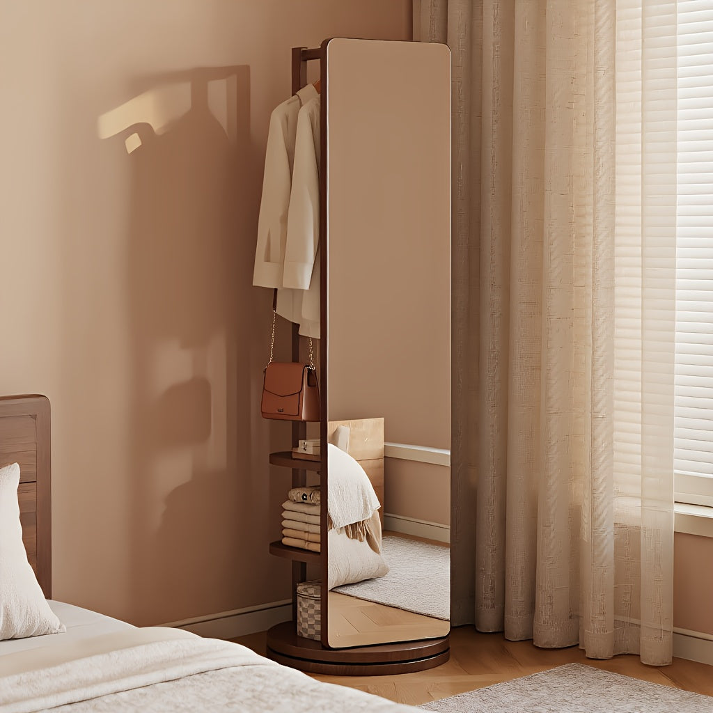 Espelho de Chão em Madeira Maciça com Cabideiro e Prateleiras - Imagem 5