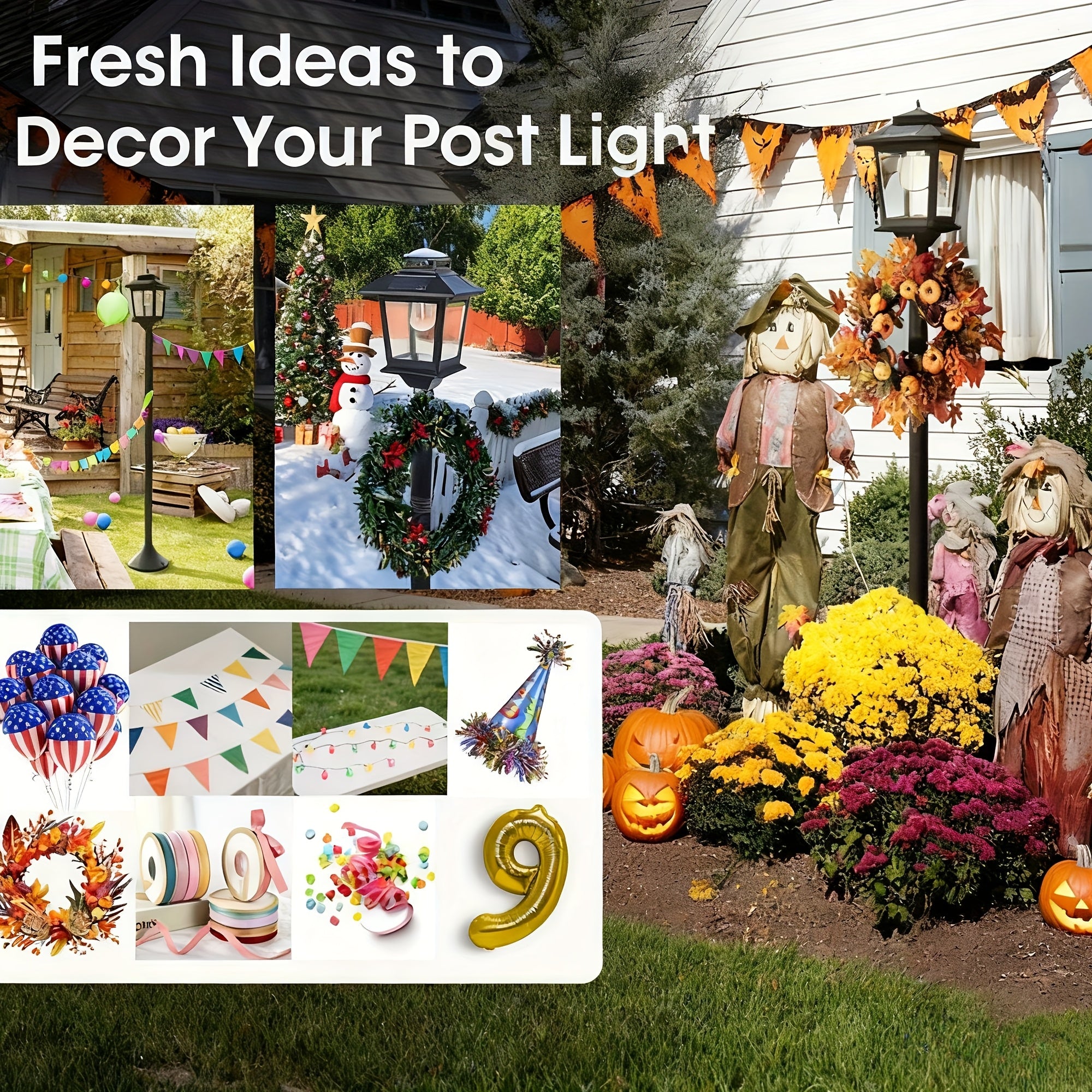 2 Unidades de Lâmpadas Solares de Poste de 63 Polegadas, Luzes de Poste para Exterior, Decorações de Natal, Luzes de Poste para Jardim, Pátio, Gramado, Caminho, Entrada, Porta da Frente/Traseira, Branco Quente, Lâmpada Substituível - Imagem 3