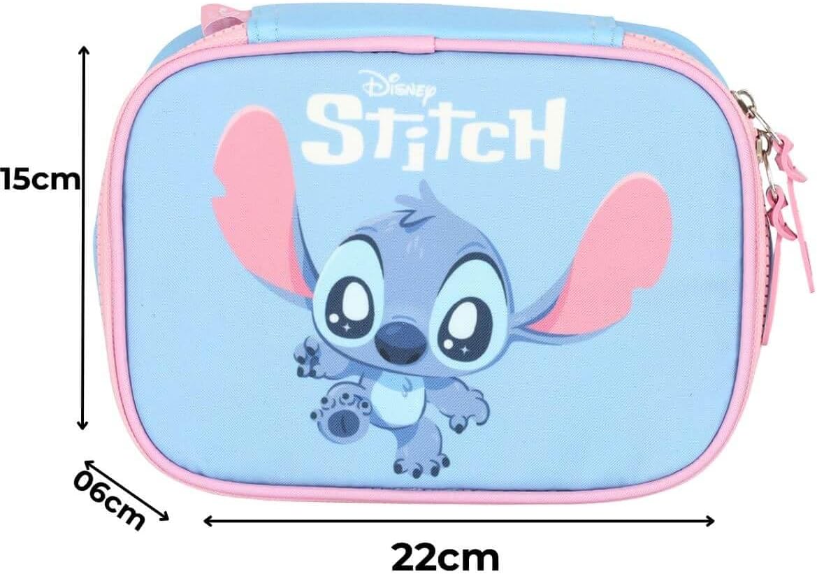Kit Mochila Rodinhas Stitch Lancheira e Estojo - Imagem 25