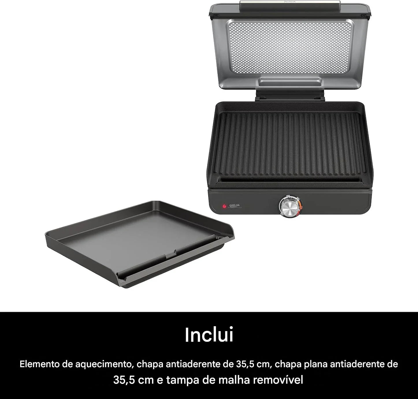 Grill Sem Fumaça para Uso Interno, Placa Antiaderente - Bivolt - Imagem 3