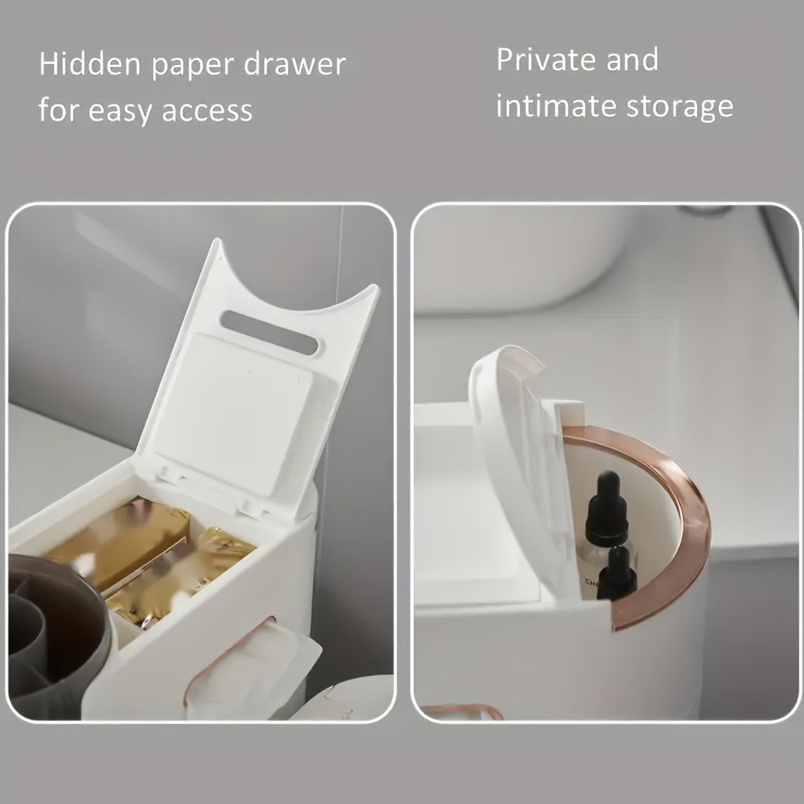 Armário de Armazenamento para Banheiro com Rodas e 4 Níveis - Organizador que Economiza Espaço, Design em Plástico Branco e Marrom para Espaços Estreitos, Unidade Autônoma Multifuncional com Portas Transparentes, Organizadores e Gavetas de Armazenamento p - Imagem 6