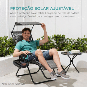 Cadeira de Praia Dobrável Reclinável com Porta-objetos!