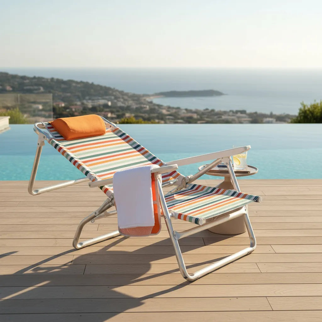 Cadeira Reclinável de Praia Alta Capri Camping Piscina - Imagem 4