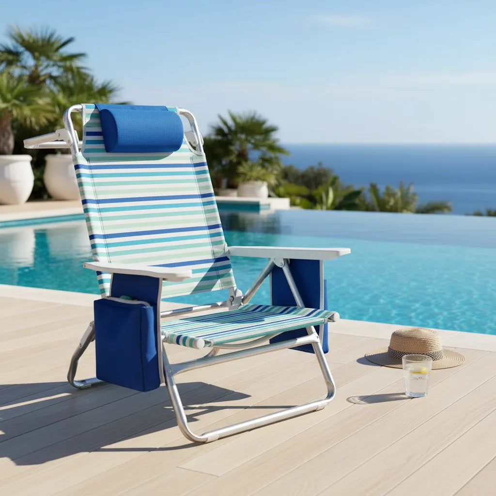 Cadeira Reclinável de Praia Alta Capri Camping Piscina - Imagem 5