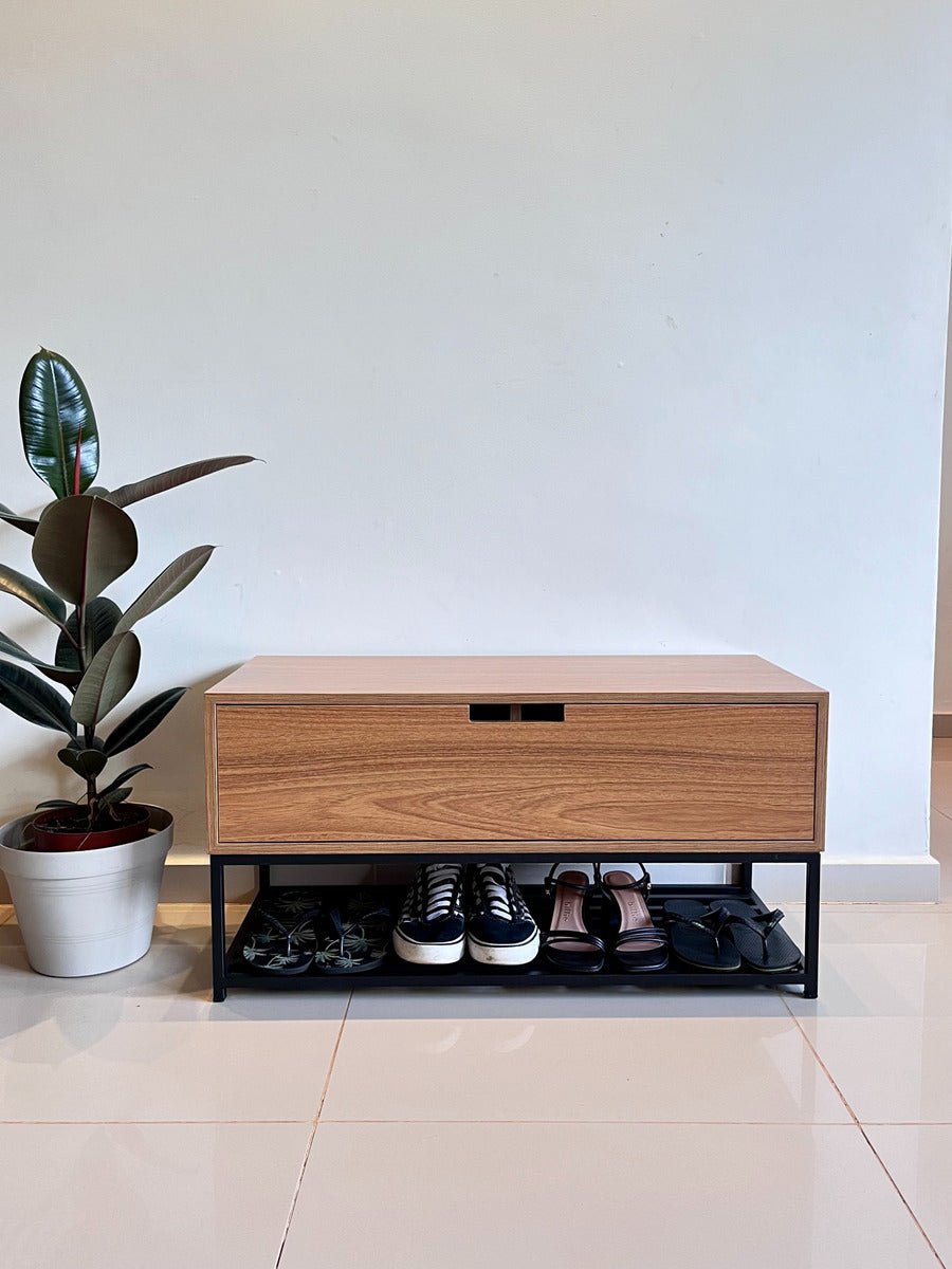 Banco Sapateira Recamier Armário Balcão com Porta Moveline Interiores Cor Freijó - Imagem 4