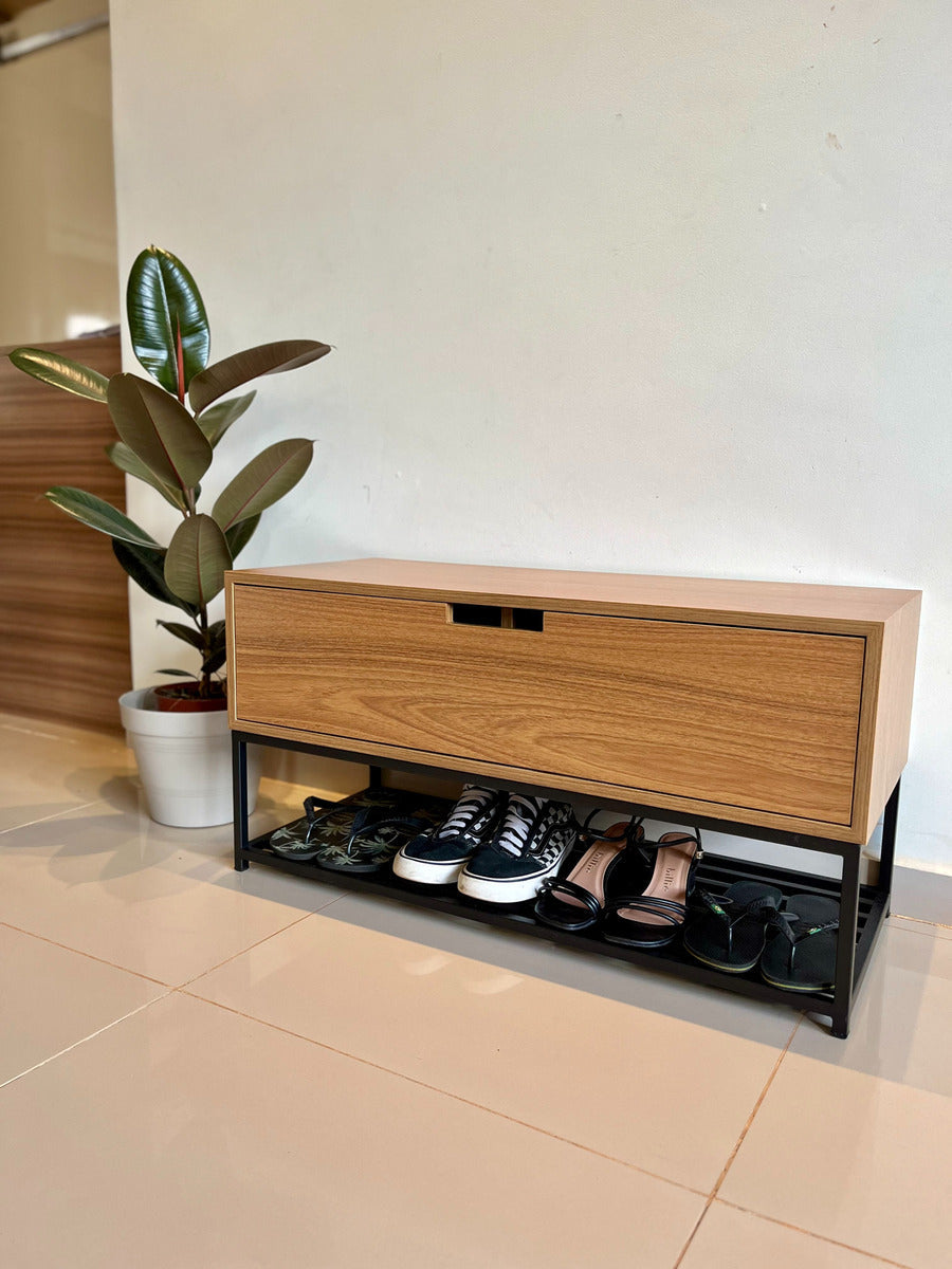 Banco Sapateira Recamier Armário Balcão com Porta Moveline Interiores Cor Freijó - Imagem 3