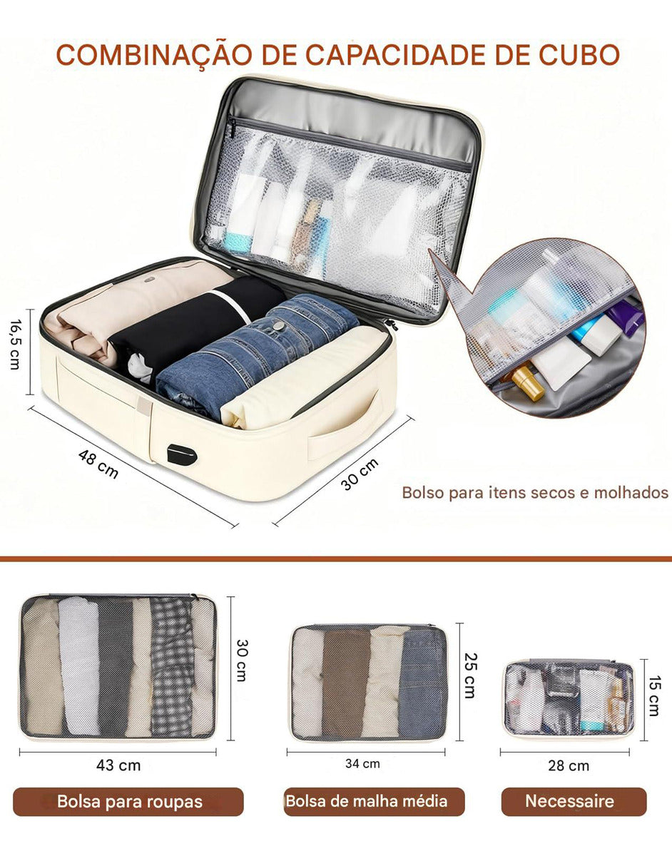 Mochila de Viagem Feminina VersaBag + 3 Necessaires GRÁTIS - Imagem 6