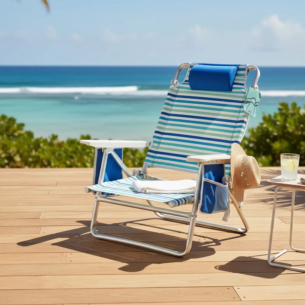 Cadeira Reclinável de Praia Alta Capri Camping Piscina - Imagem 9