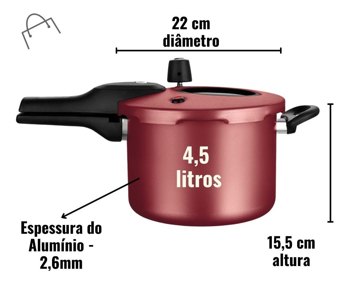 Panela de Pressão antiaderente com Visor 4.5 L MTA - Imagem 8