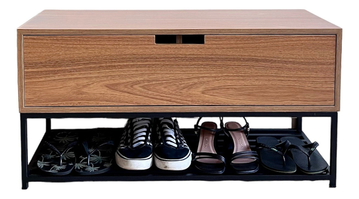 Banco Sapateira Recamier Armário Balcão com Porta Moveline Interiores Cor Freijó - Imagem 2