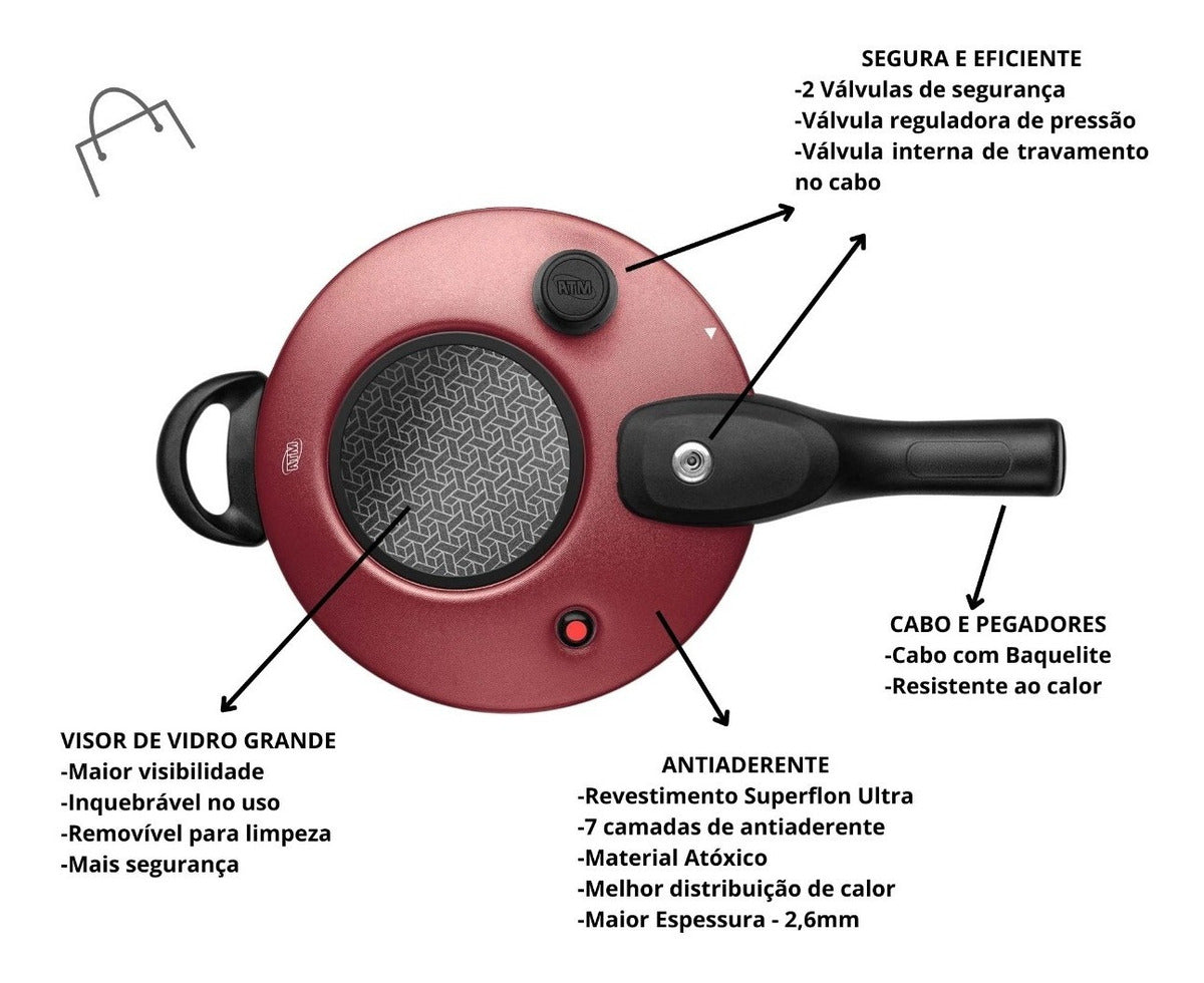 Panela de Pressão antiaderente com Visor 4.5 L MTA - Imagem 7