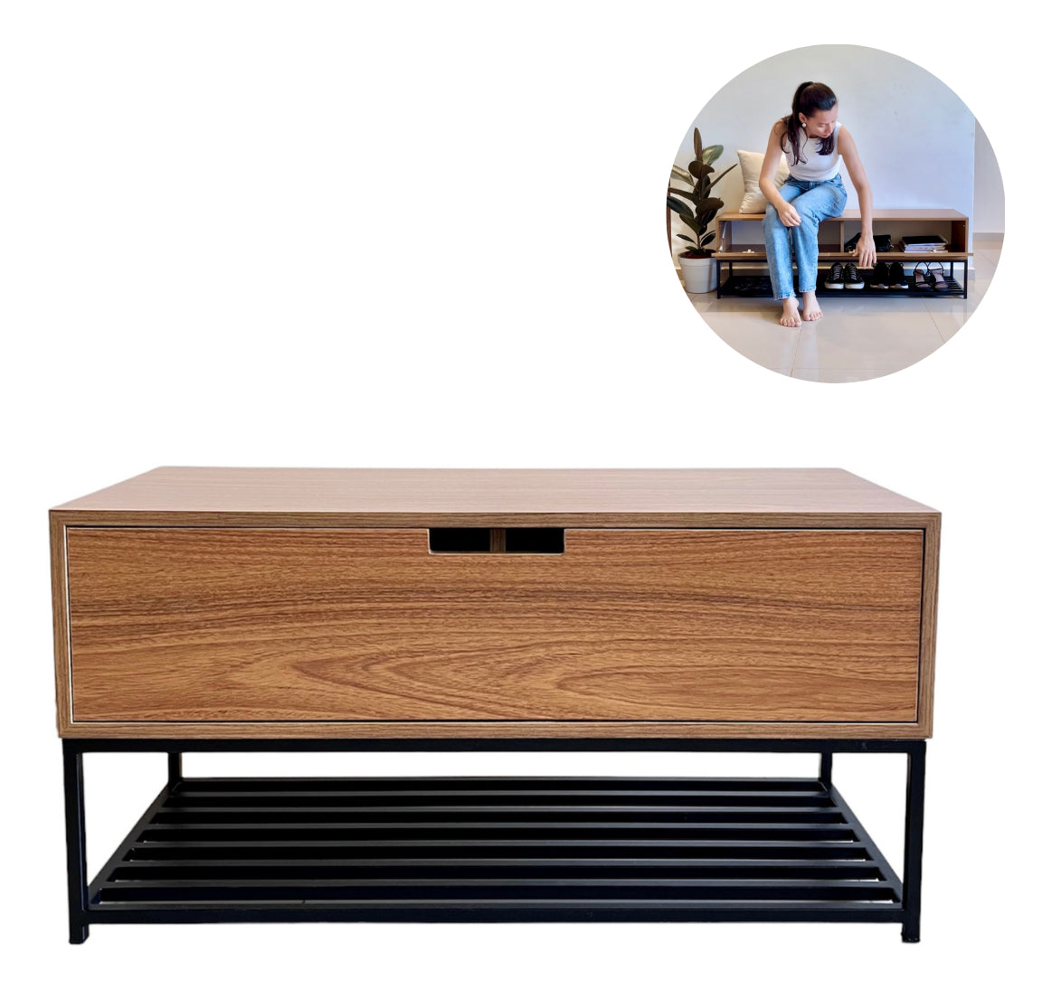 Banco Sapateira Recamier Armário Balcão com Porta Moveline Interiores Cor Freijó - Imagem 6