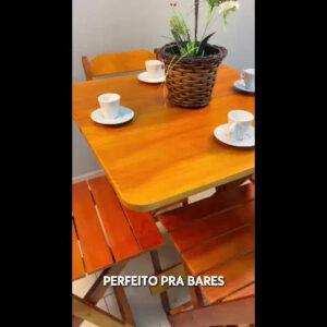 Jogo De Mesa Dobrável 70x70 C/ 4 Cadeiras Madeira Maciça