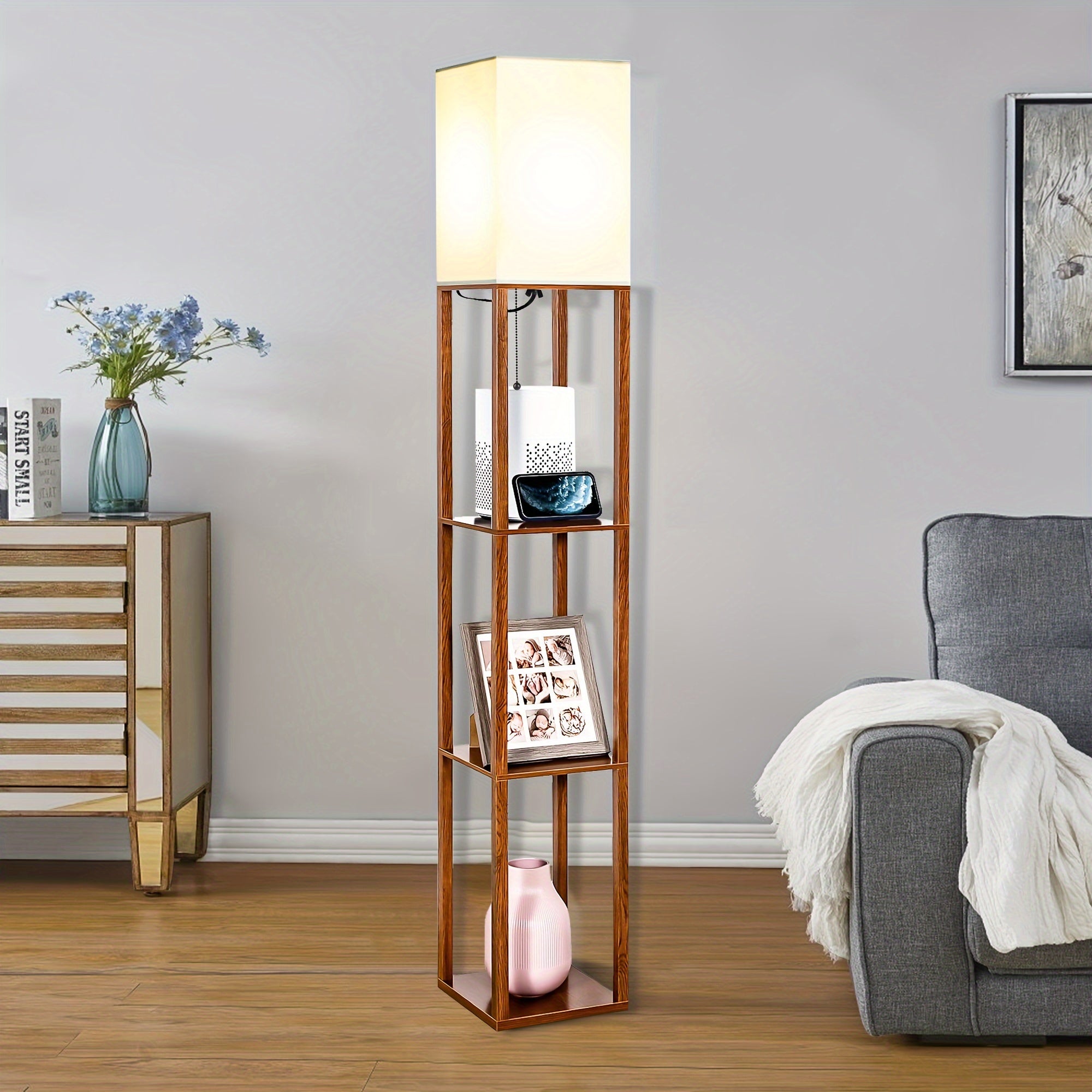 Luminária de Chão com Prateleira