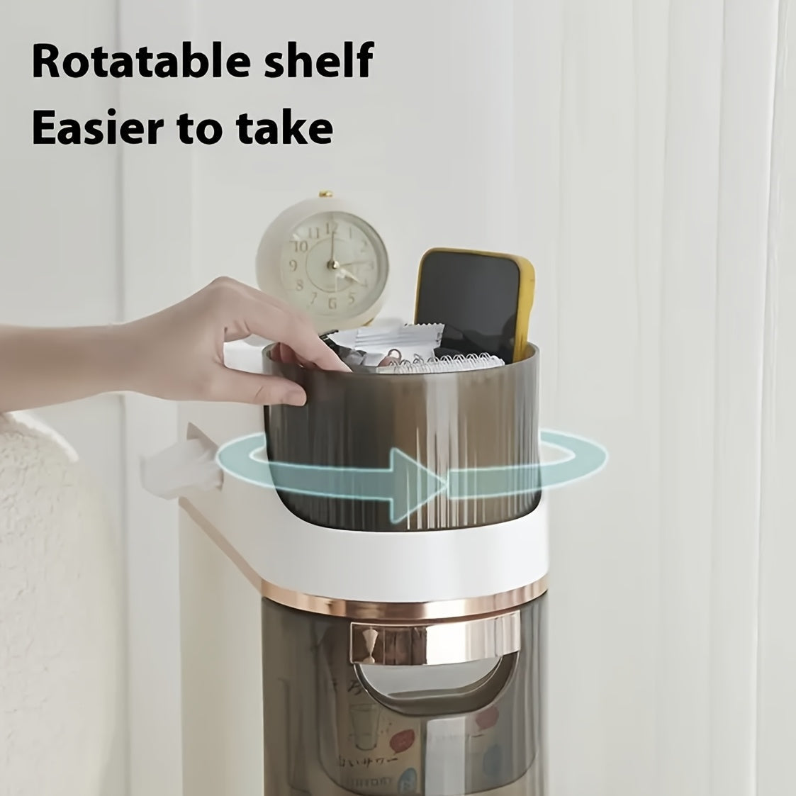 Armário de Armazenamento para Banheiro com Rodas e 4 Níveis - Organizador que Economiza Espaço, Design em Plástico Branco e Marrom para Espaços Estreitos, Unidade Autônoma Multifuncional com Portas Transparentes, Organizadores e Gavetas de Armazenamento p - Imagem 5